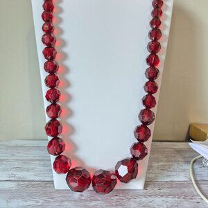 NIB 28 Inch Unique Dark Red Beaded Necklace